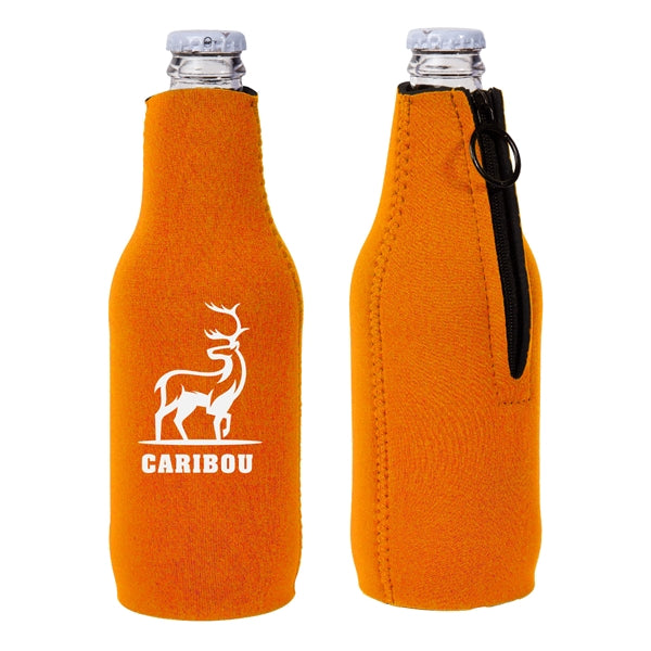 Neoprene Zipper Beer Bottle Cooler (1 Color Imprint)