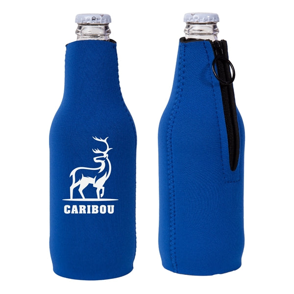 Neoprene Zipper Beer Bottle Cooler (1 Color Imprint)
