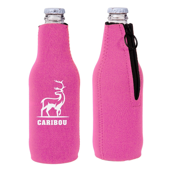Neoprene Zipper Beer Bottle Cooler (1 Color Imprint)