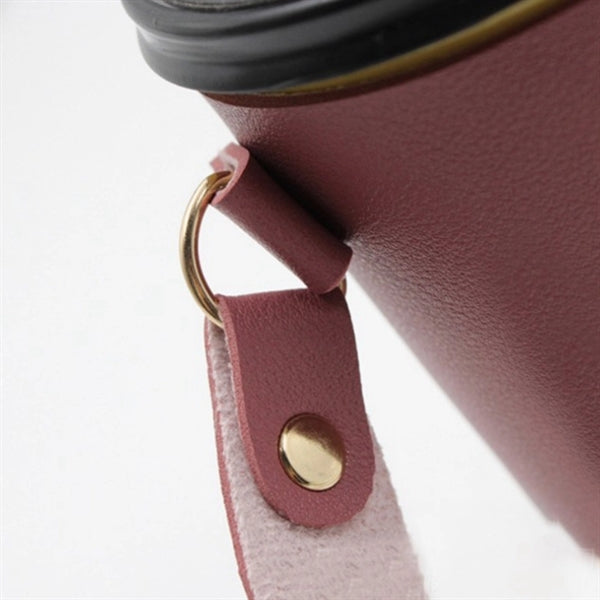 Leather Coffee Cup Sleeve Holder With Handle
