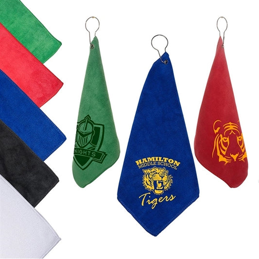 12" W x 12" H Microfiber Golf Towel w/Grommet & Hook