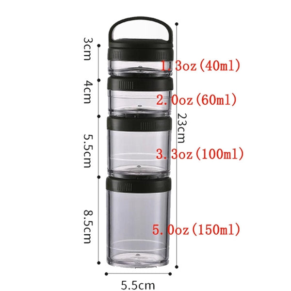 4-layer Stackable Protein Powder Snack Containers