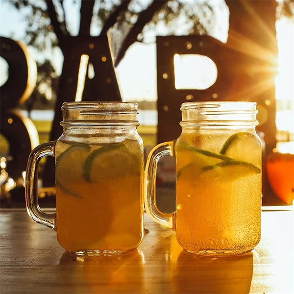Glass Mason Jar Cup With Straw And Handle 16oz