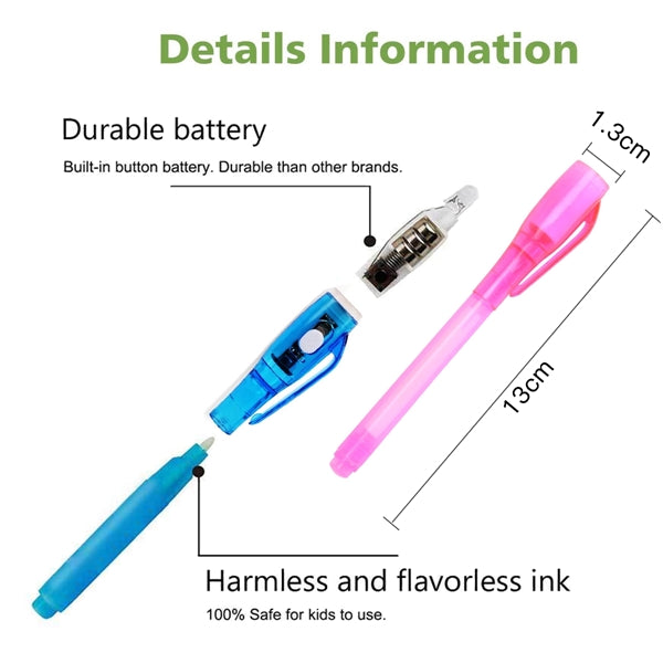 Secrect Invisible Ink Pen with UV Light