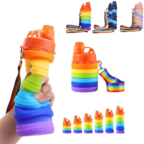Portable Rainbow Silicone Water Bottle
