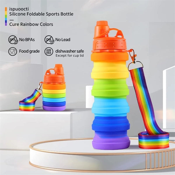 Portable Rainbow Silicone Water Bottle