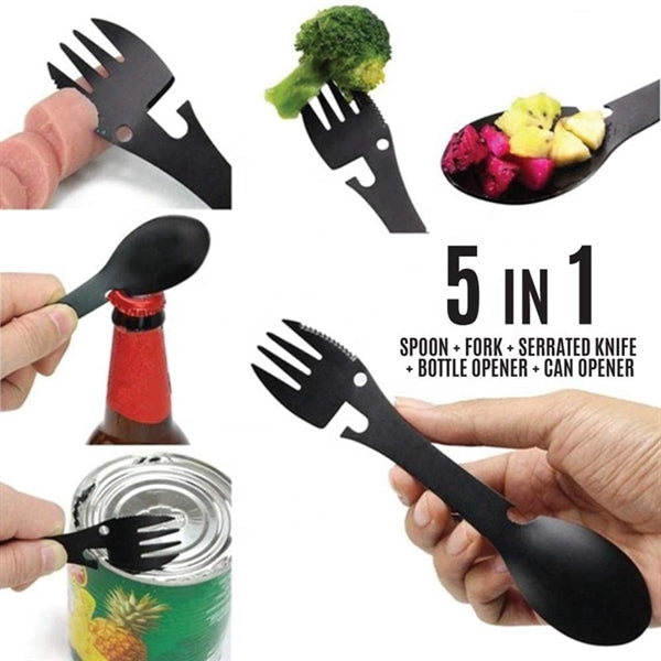 5 In 1 Multifunctional Spoon Fork Knife Bottle Can Opener