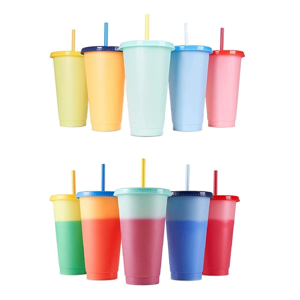 24Oz Color Changing Tumbler With Straw