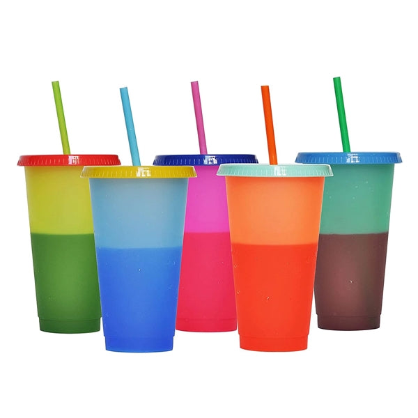 24Oz Color Changing Tumbler With Straw
