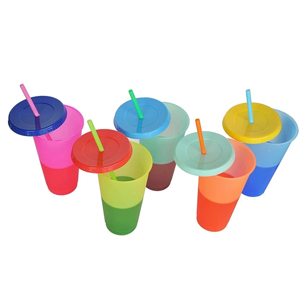 24Oz Color Changing Tumbler With Straw