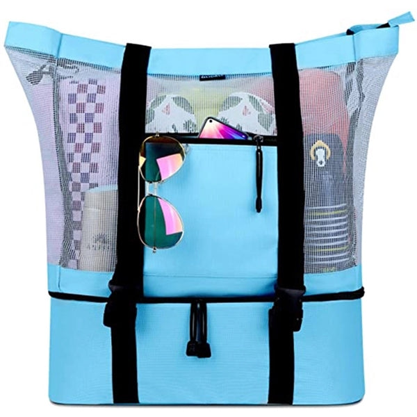 Mesh Beach Bag Tote with Detachable Insulated Cooler