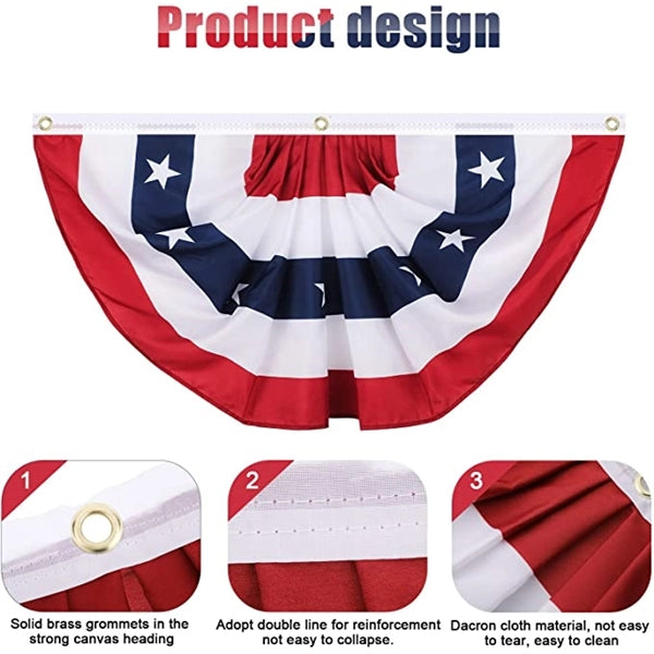 Independence Day American US Pleated Fan Flag