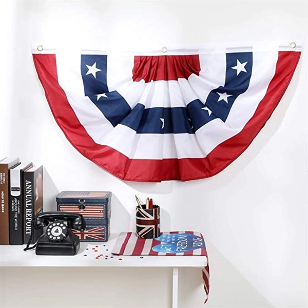 Independence Day American US Pleated Fan Flag