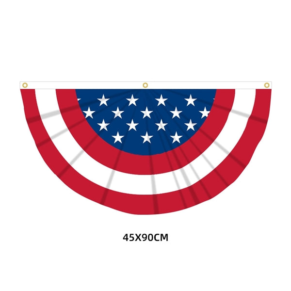 Independence Day American US Pleated Fan Flag