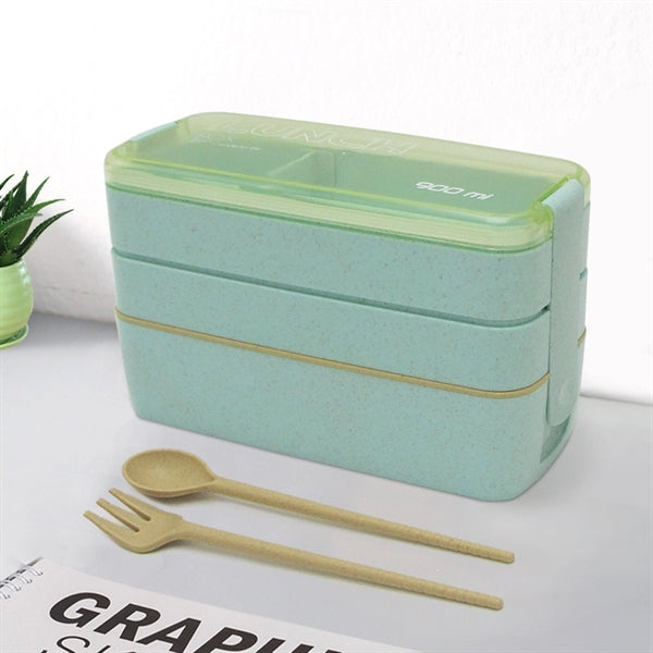 Three layers outdoor picnic wheat plastic bento box