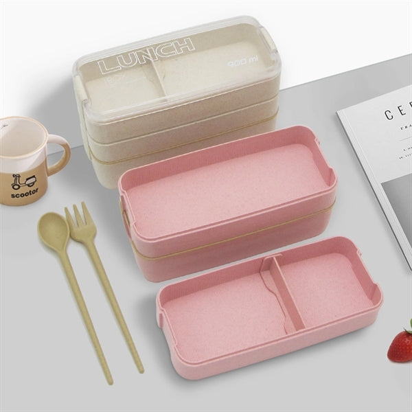 Three layers outdoor picnic wheat plastic bento box