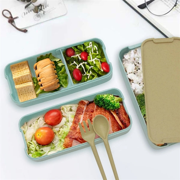 Three layers outdoor picnic wheat plastic bento box