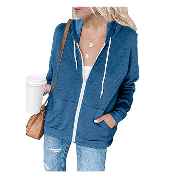 Women'S Color Block Zip Up Hoodie Sweatshirt/Long Sleeve