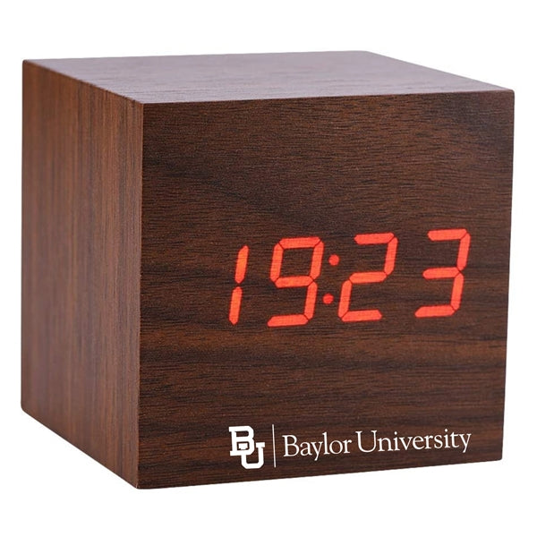 LED Wood Digital Clock Desk Cube Alarm