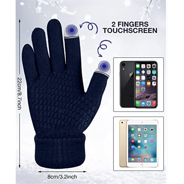 4 Pieces Women Winter Knitted Pom Cap and Glove Set
