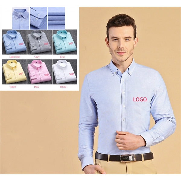 Embroidery Unisex long sleeve cotton oxford shirt