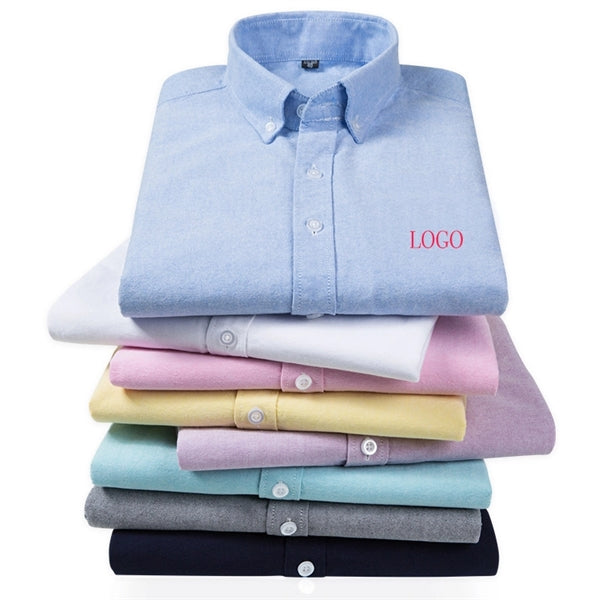 Embroidery Unisex long sleeve cotton oxford shirt
