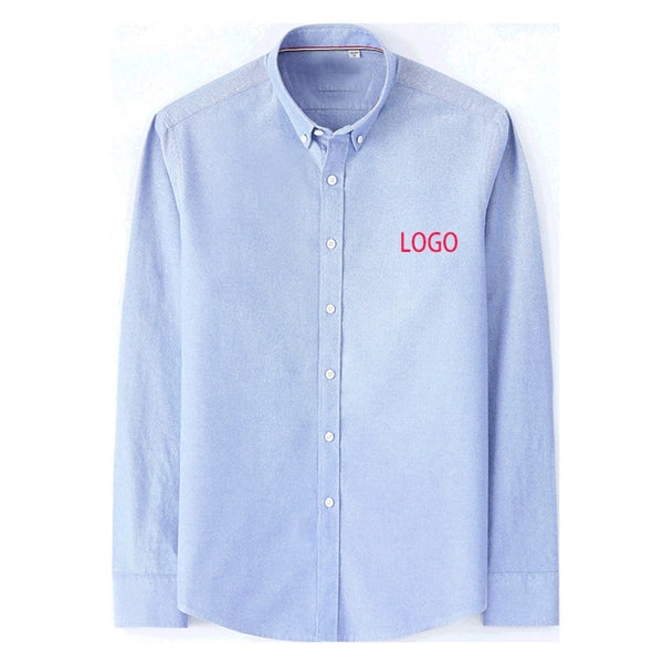 Embroidery Unisex long sleeve cotton oxford shirt