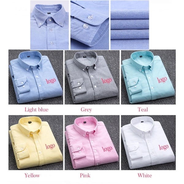 Embroidery Unisex long sleeve cotton oxford shirt
