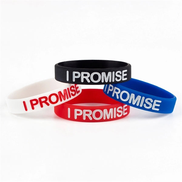 1/2" Debossed Color Ink Filled Silicone Wristbands