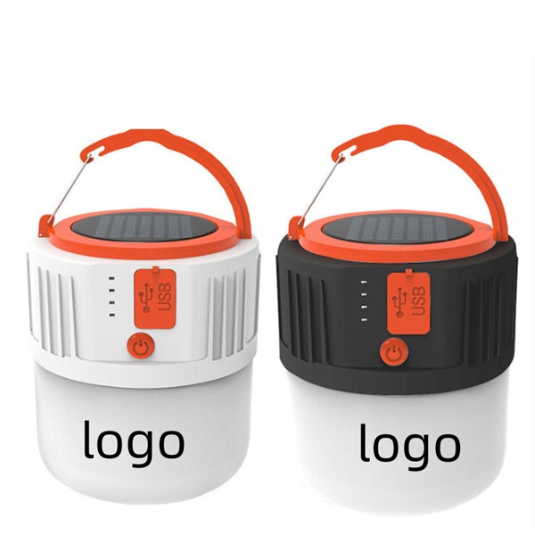 Solar-powered emergency camping lamp