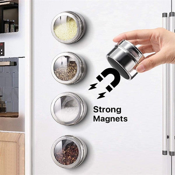 Magnetic Stainless Steel Seasoning Jar Salt Pepper Shaker