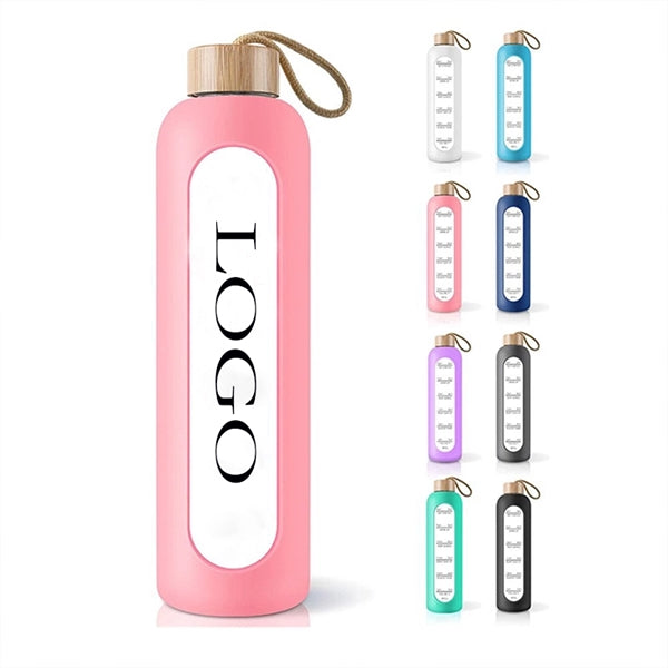 32oz Glass Water Bottle With Time Marker