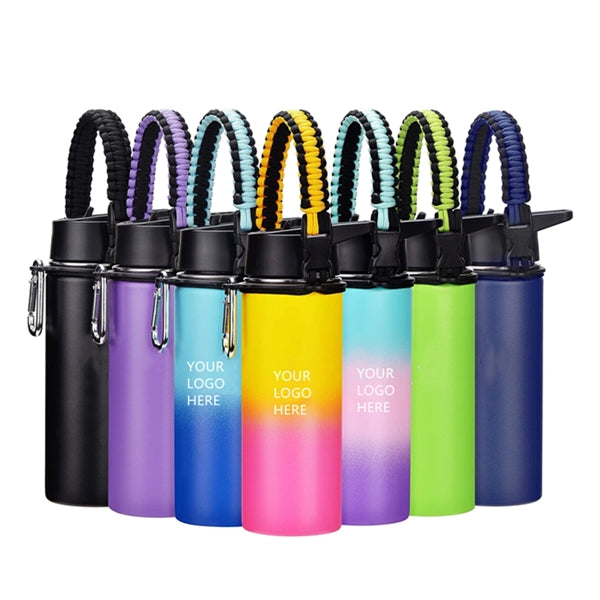 32 Oz Insulated Water Bottle With Straw Lid Paracord Handle