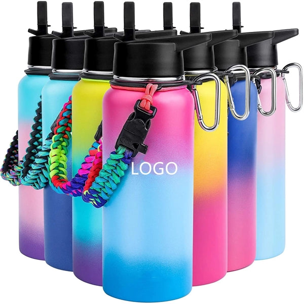 32 Oz Insulated Water Bottle With Straw Lid Paracord Handle