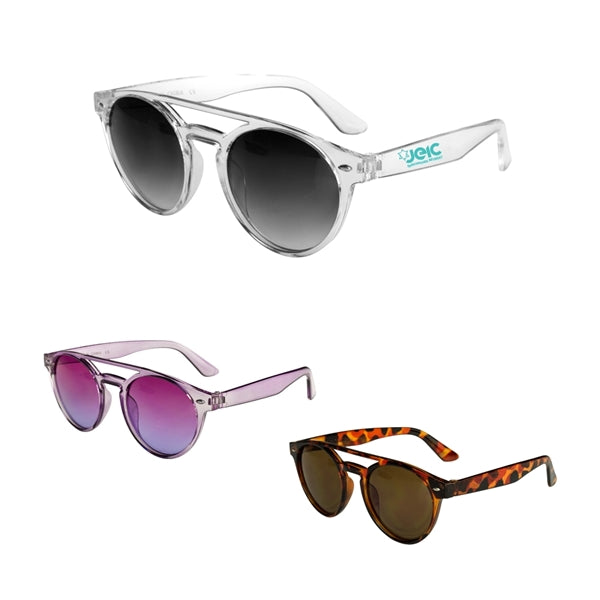 UV Protection Clear Frame Round Sunglasses