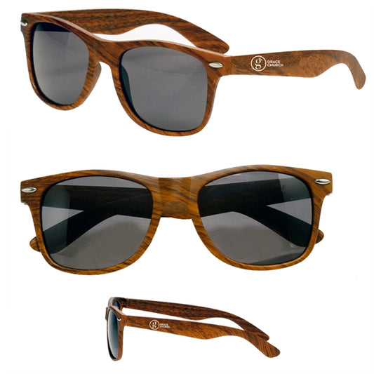 Wood Tone Plastic UV Protection Sunglasses