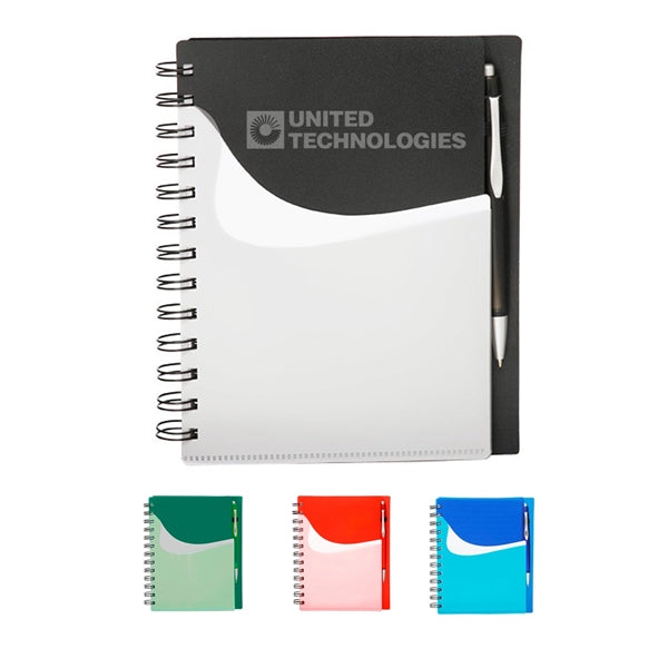Two Tone Wave Notebook With Sliding Pocket