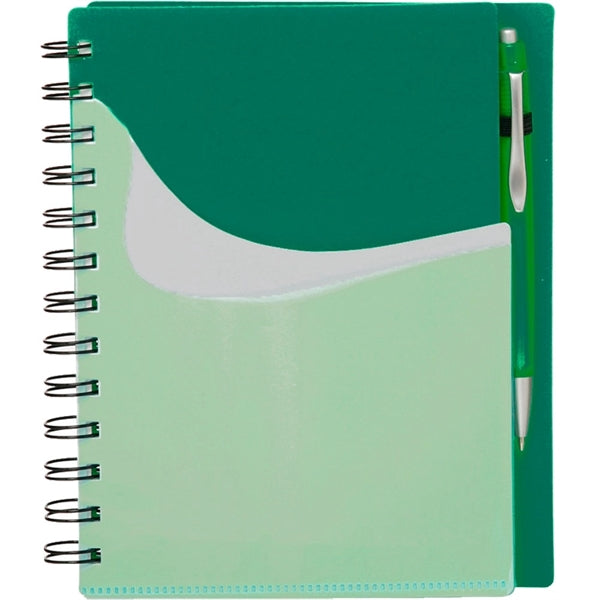 Two Tone Wave Notebook With Sliding Pocket