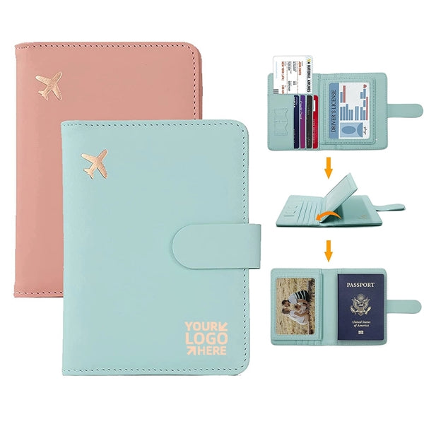 Pu Leather Passport Cover With Vaccine Card Holder