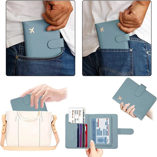 Pu Leather Passport Cover With Vaccine Card Holder
