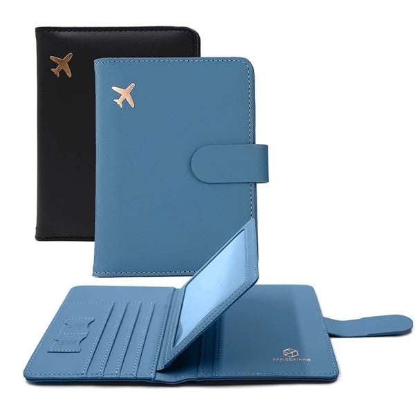 Pu Leather Passport Cover With Vaccine Card Holder