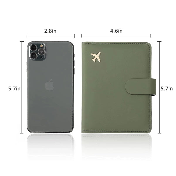 Pu Leather Passport Cover With Vaccine Card Holder