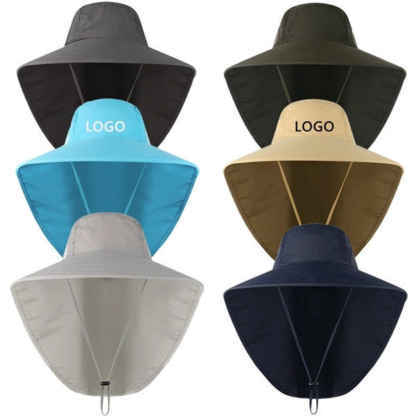 Wide Brim Sun Hat With Neck Flap