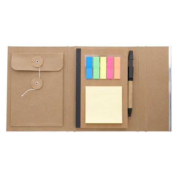 Hardcover Woodgrain Look Notebook With Sticky Notes