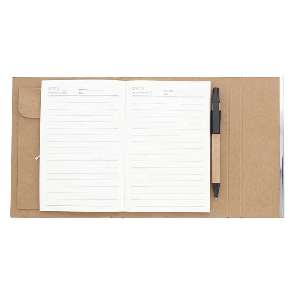 Hardcover Woodgrain Look Notebook With Sticky Notes