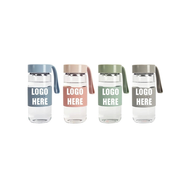 16 oz Glass Water Bottle With Leather Sleeve