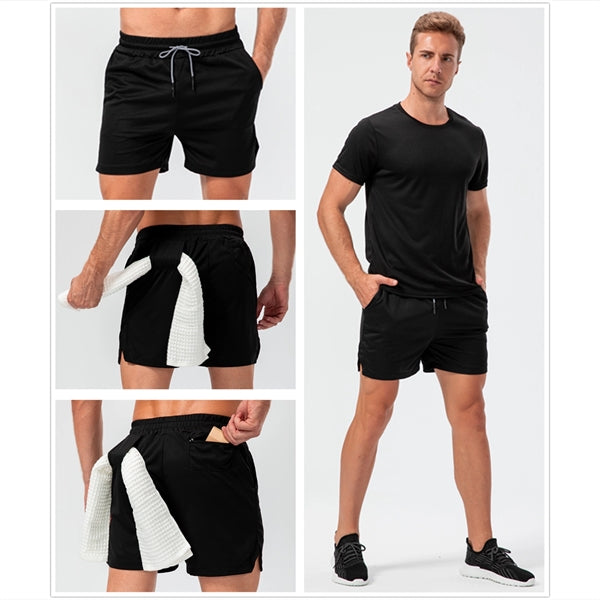 Men's Workout Running Training Gym Shorts with Towel Loop
