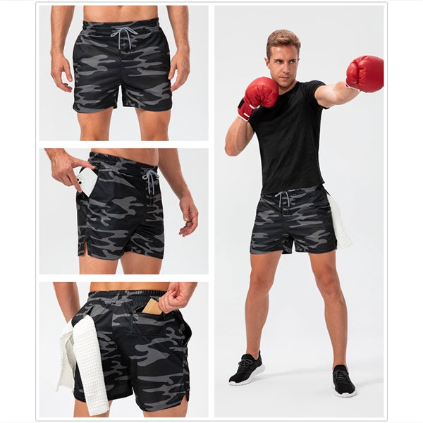 Men's Workout Running Training Gym Shorts with Towel Loop
