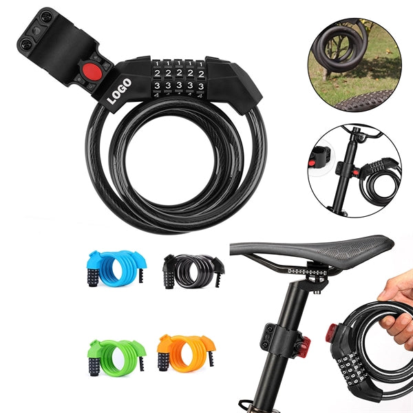 5 Digit Resettable Combination Coiling Bike Lock Cable