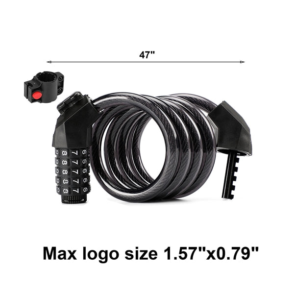 5 Digit Resettable Combination Coiling Bike Lock Cable